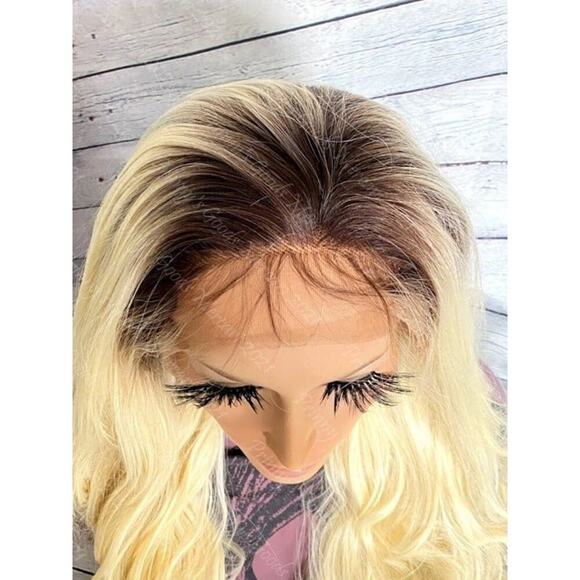 Synthetic Lace Front Wig Long Natural Wave 20" 613/4 Dark Brown Roots Hair - Picture 7 of 10